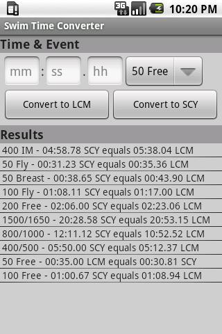 Swim Time Converter
