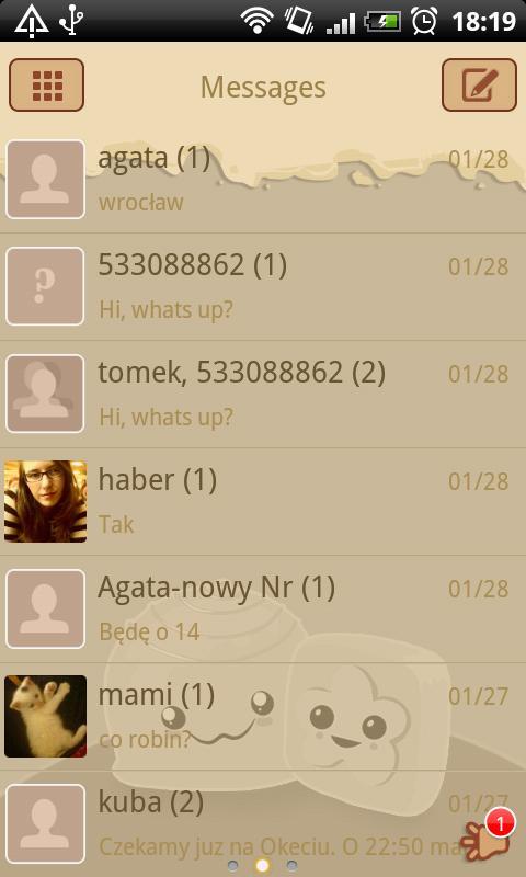 GO SMS White Chocolate Theme