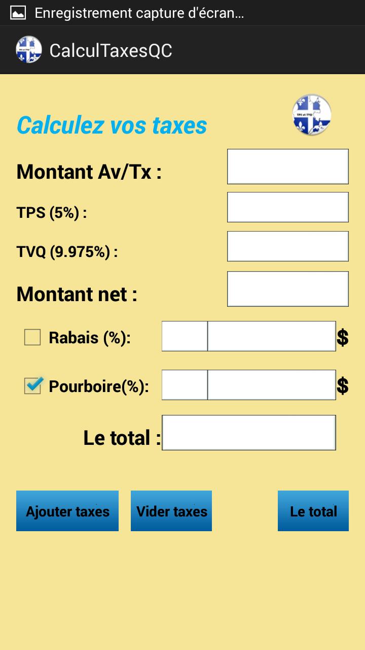 Calculatrice de taxes QC