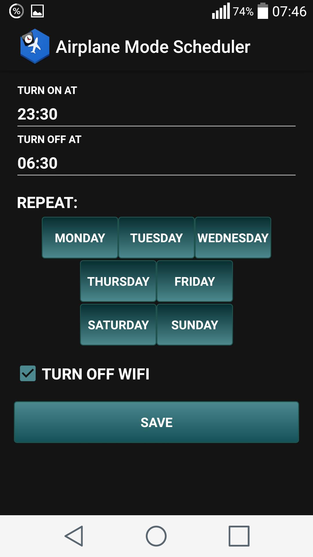Airplane Mode Scheduler