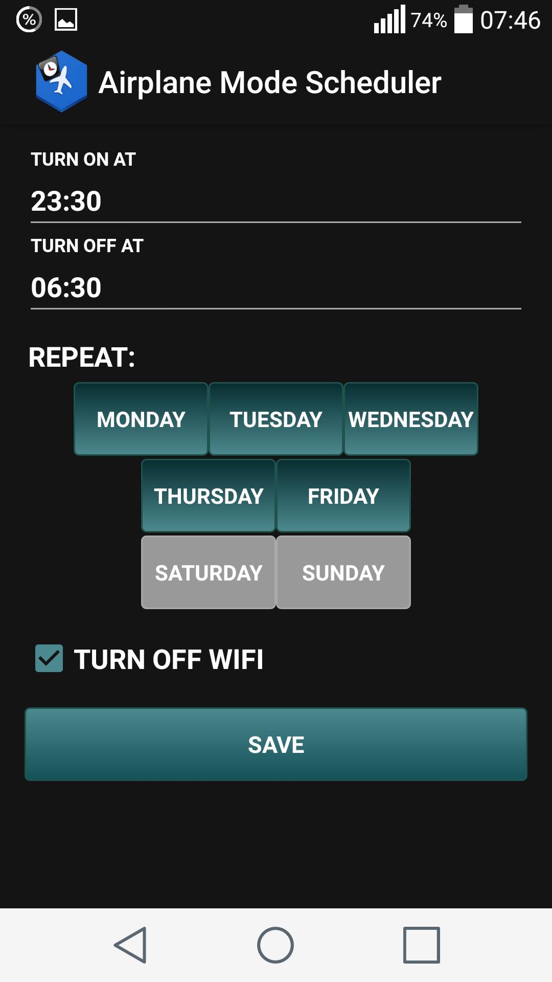 Airplane Mode Scheduler