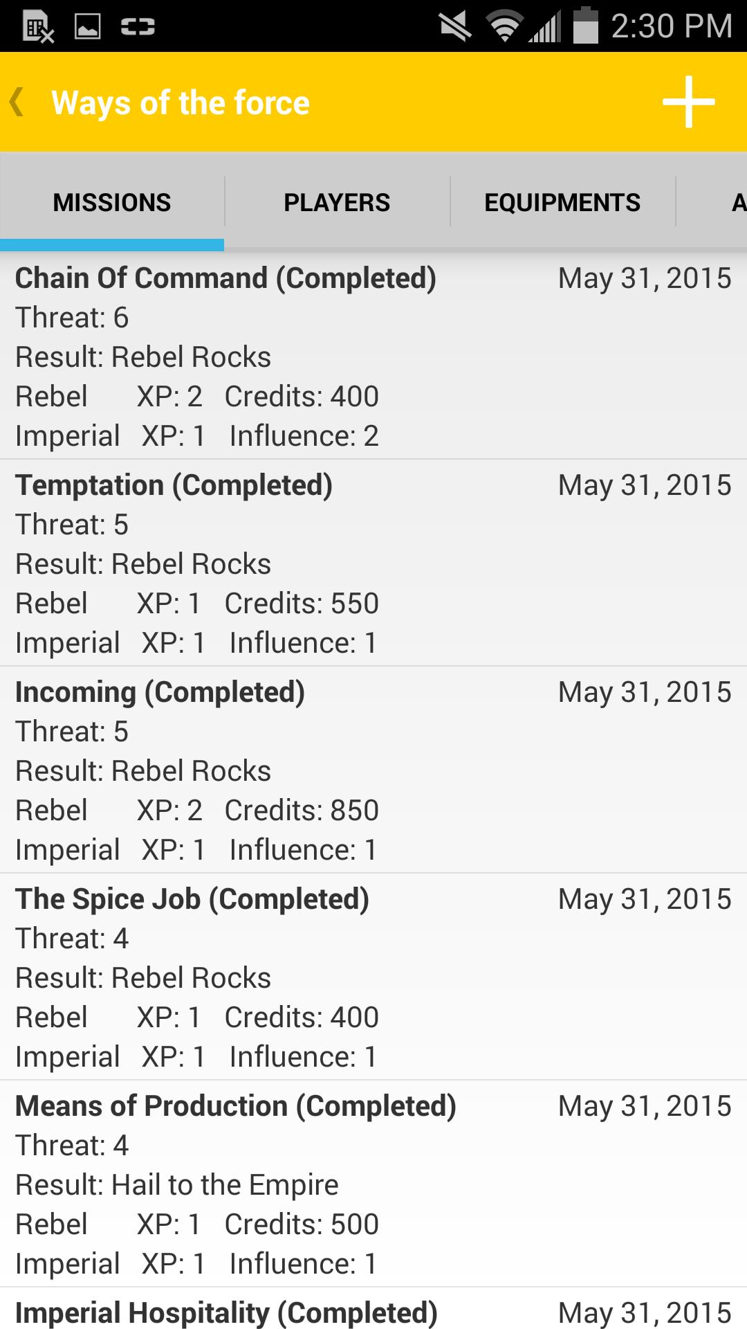 Log Imperial Assault Campaign