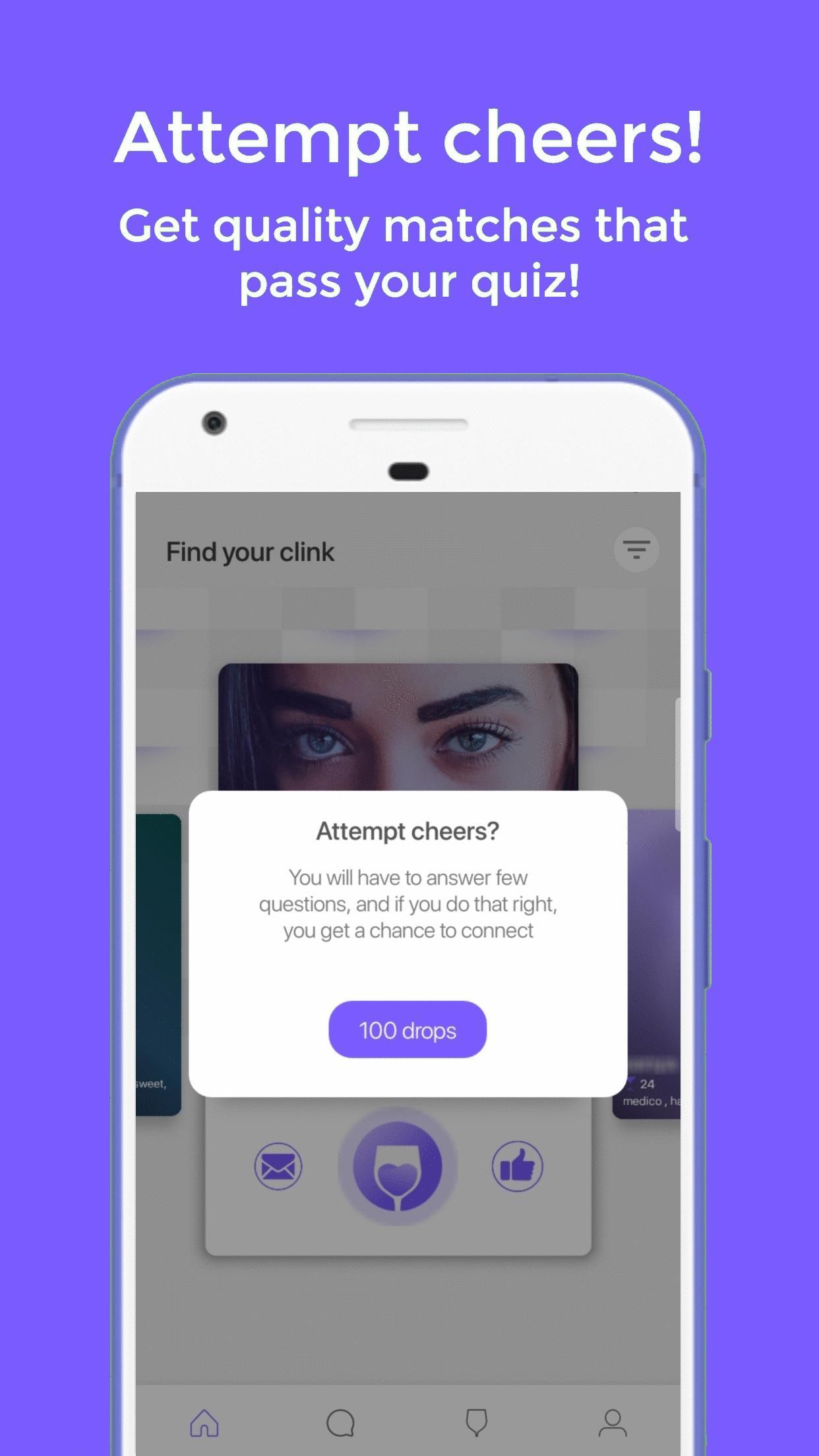 Meet new dates, Clink: answer quizzes to date!