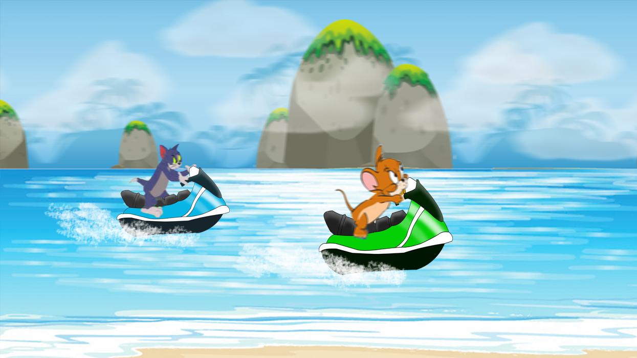 jetski jerry race and cat