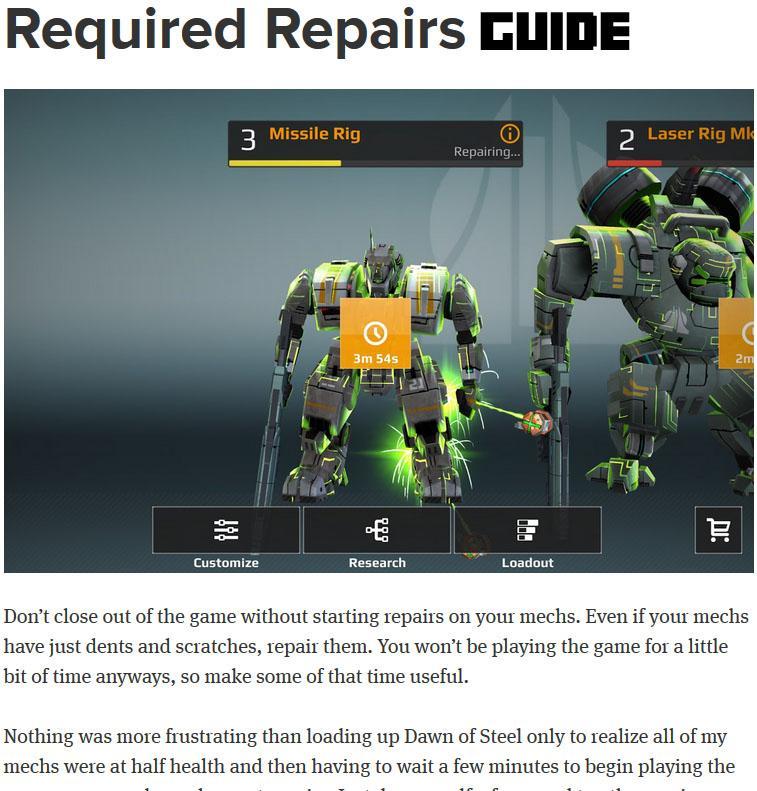 Guide for Dawn Of Steel