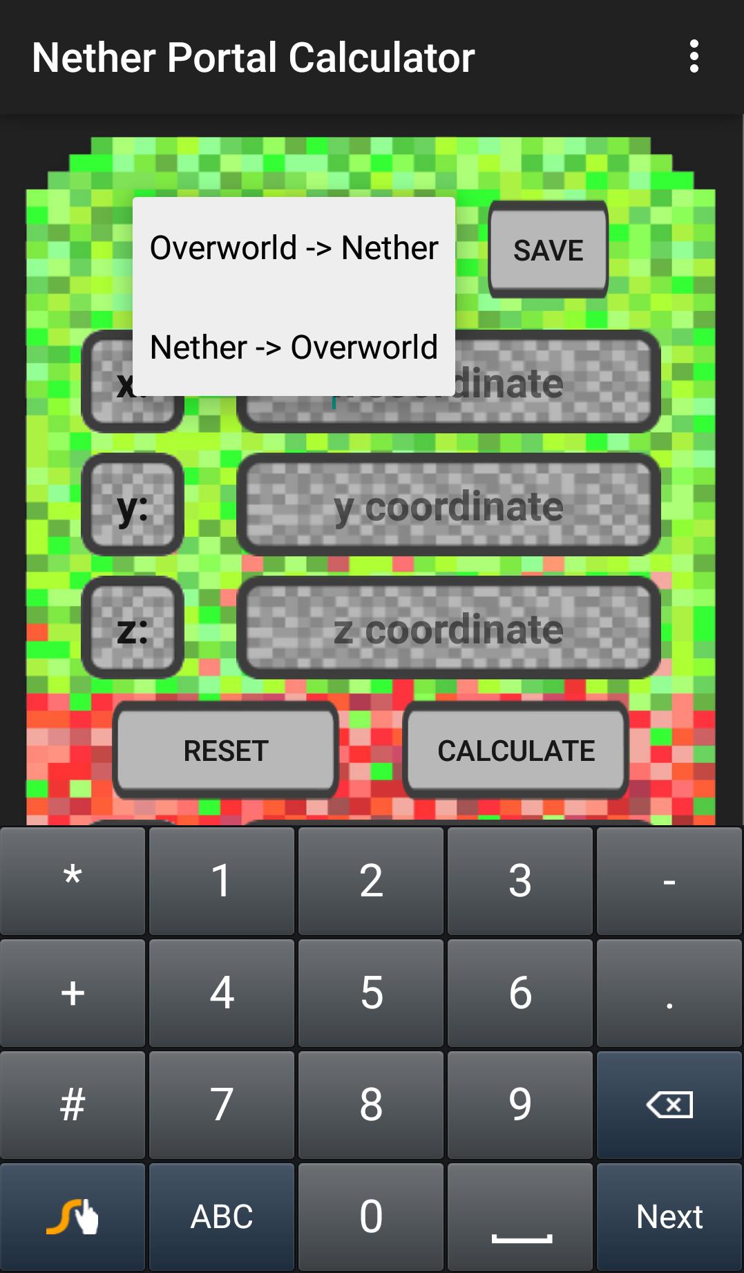 Nether Portal Calculator