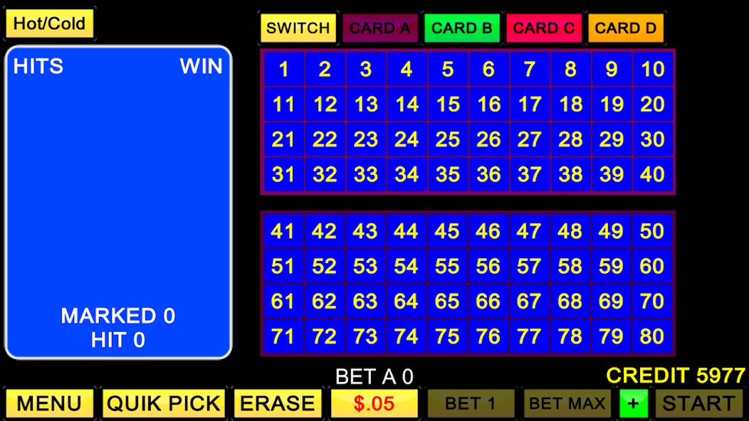 Keno 4 Card